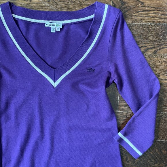 Lacoste Purple 3/4 Sleeve Jersey Dress w/ pockets-Size 34 (Small) - Picture 2 of 11